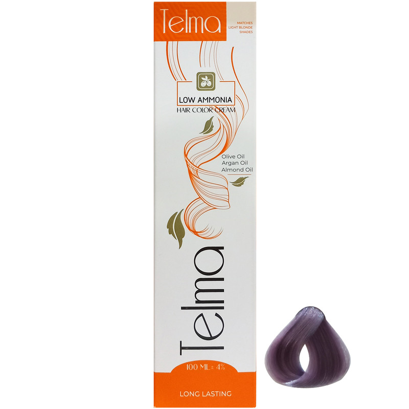 رنگ مو تلما مدل Low Ammonia شماره 10.08 حجم 100 میلی لیتر رنگ دودی بنفش