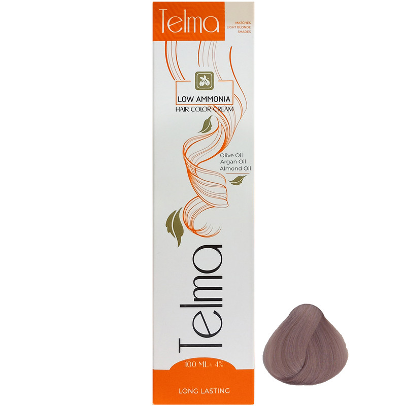 رنگ مو تلما مدل Low Ammonia شماره 8.1 حجم 100 میلی لیتر رنگ بلوند دودی روشن