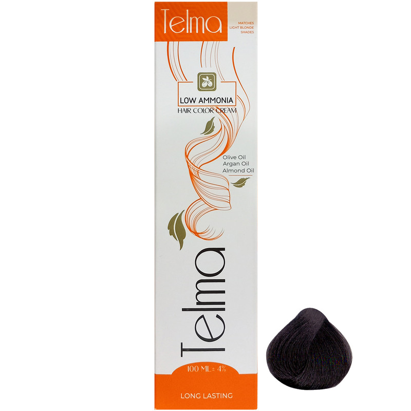 رنگ مو تلما مدل Low Ammonia شماره 3.1 حجم 100 میلی لیتر رنگ قهوه ای دودی تیره