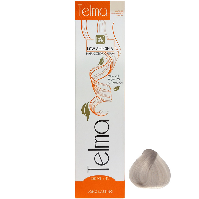 رنگ مو تلما مدل Low Ammonia شماره 10.1 حجم 100 میلی لیتر رنگ بلوند دودی پلاتینه