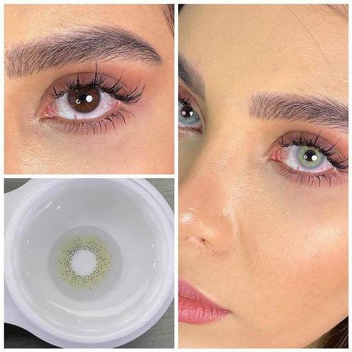 لنز فصلی دهب مدل راین کد 26 رنگ طوسی سبز روشن بدون دور