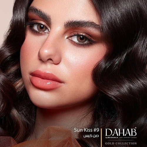 لنز فصلی دهب مدل سان کیس کد 9 رنگ قهوه ای عسلی دور دار