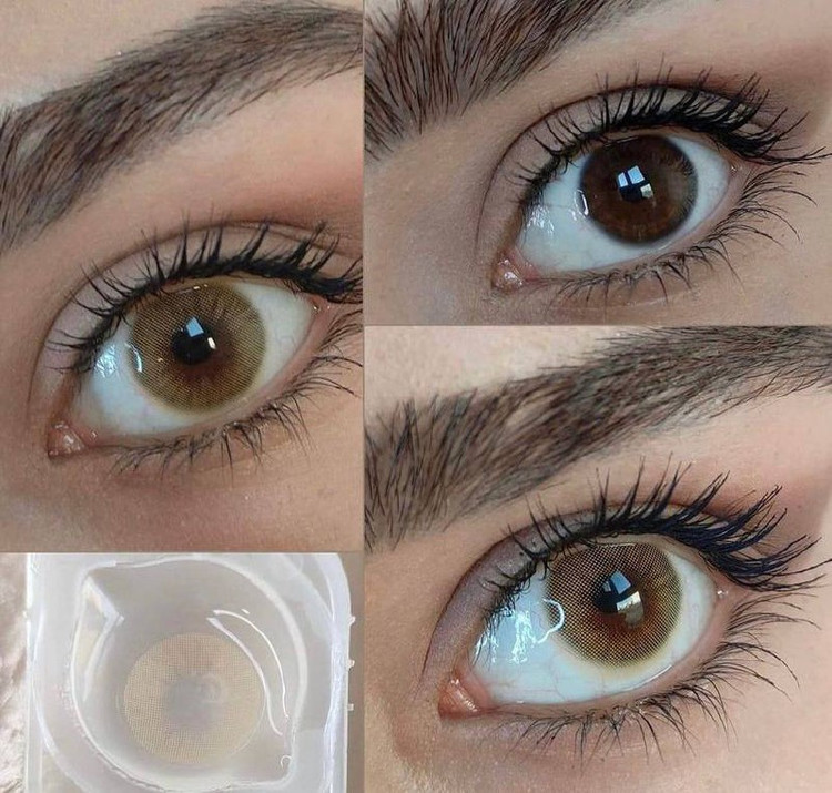 لنز فصلی دهب مدل کرمی کد 15 رنگ عسلی بدون دور